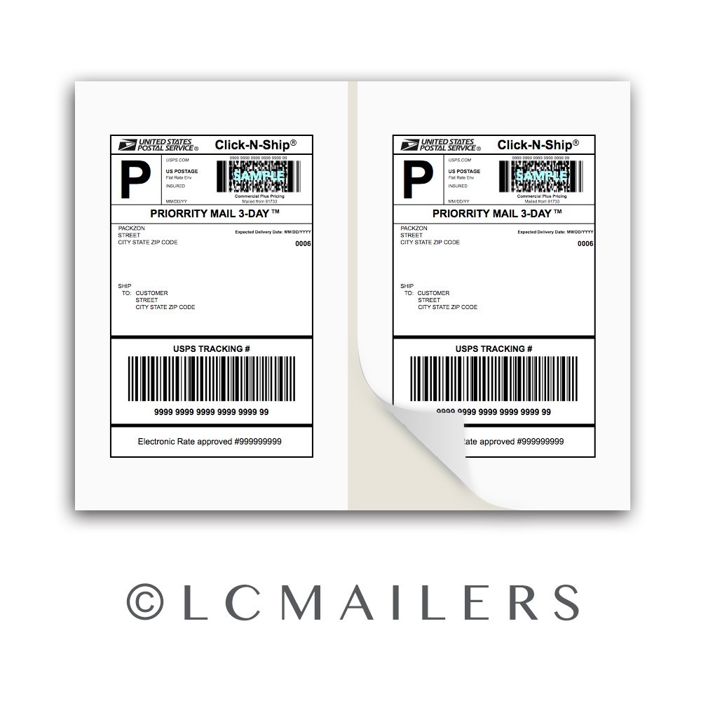 1000 Shipping Labels 8.5×5.5 Square Corner Self Adhesive 2 Per Sheet PACKZON®