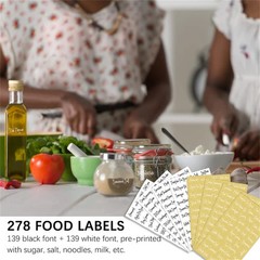 278 Pcs Clear Spice Jar Labels Preprinted Set,Waterproof Pantry Labels Sticke…