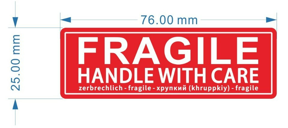 Postage Warning Label Stickers For Parcels. Fragile, Do Not Bend, 7 Designs