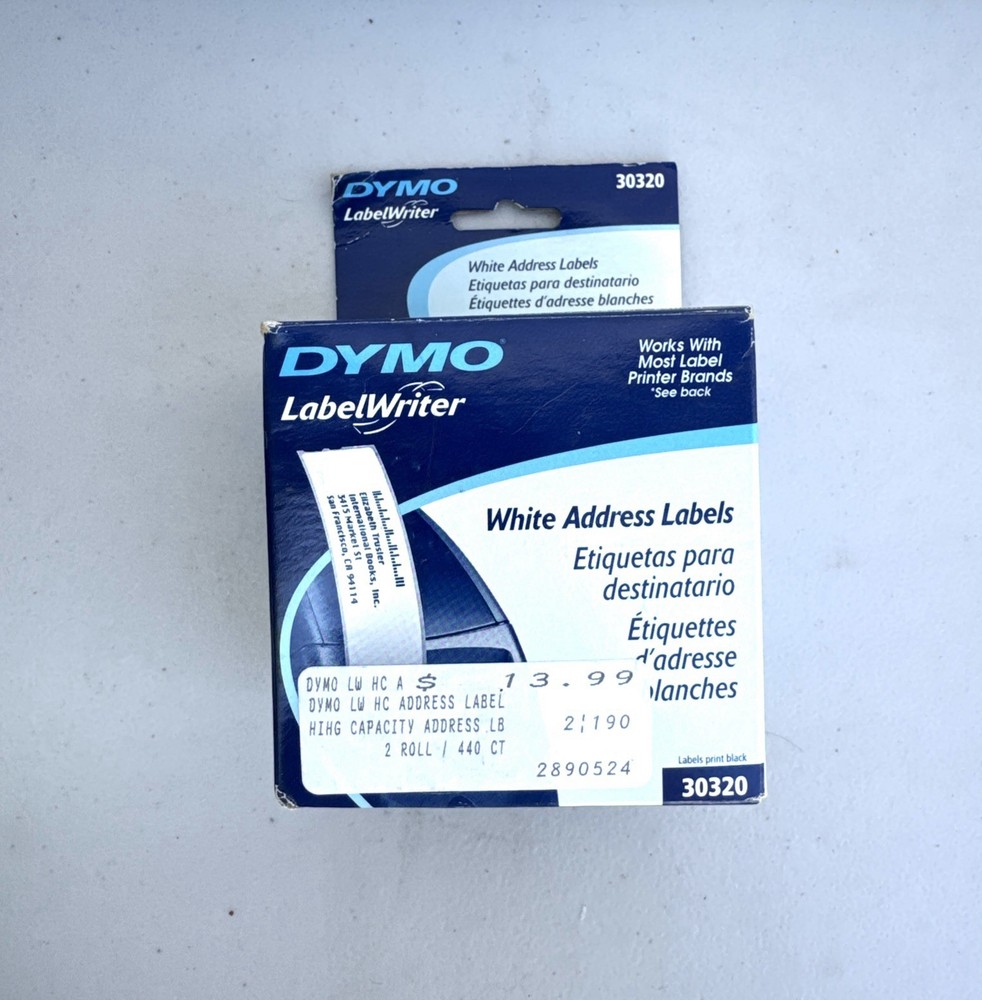 Dymo #30320 LableWriter Clear Address Label 1-1/8 X 3-1/2. 2 Roll 520 Labels NEW