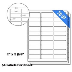 1″x2-5/8″ 30 UP Mailing Labels Address Shipping Stickers – Inkjet Laser Printer