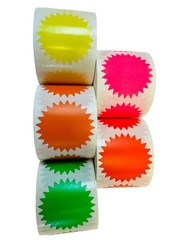 2″ Yellow Starburst-Shape Blank Direct Thermal Zebra Labels 2 RLS of 500 EA