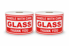 3×5 Glass Handle with Care Thank You Labels Peel & Stick 1 Roll of 500