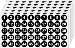 20 Sheets 1 to 50 Vinyl Small Round Labels Consecutive Number Stickers Waterproo