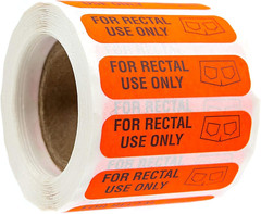 Red for Rectal Use Only Stickers / 500 Small Labels / 0.375″ X 1.5″ Fluorescent