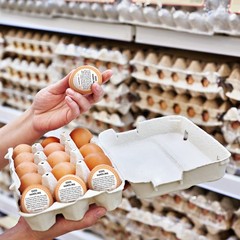 1000 Pcs Farm Fresh Eggs Carton Labels Stickers 2 Inch Easter Egg Care Self A…