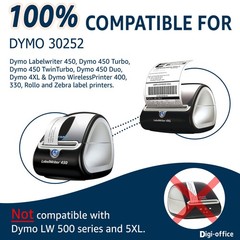 12Rolls Address 350 Labels 30252 For Dymo LabelWriter 450 Duo 1-1/8″ x 3-1/2″