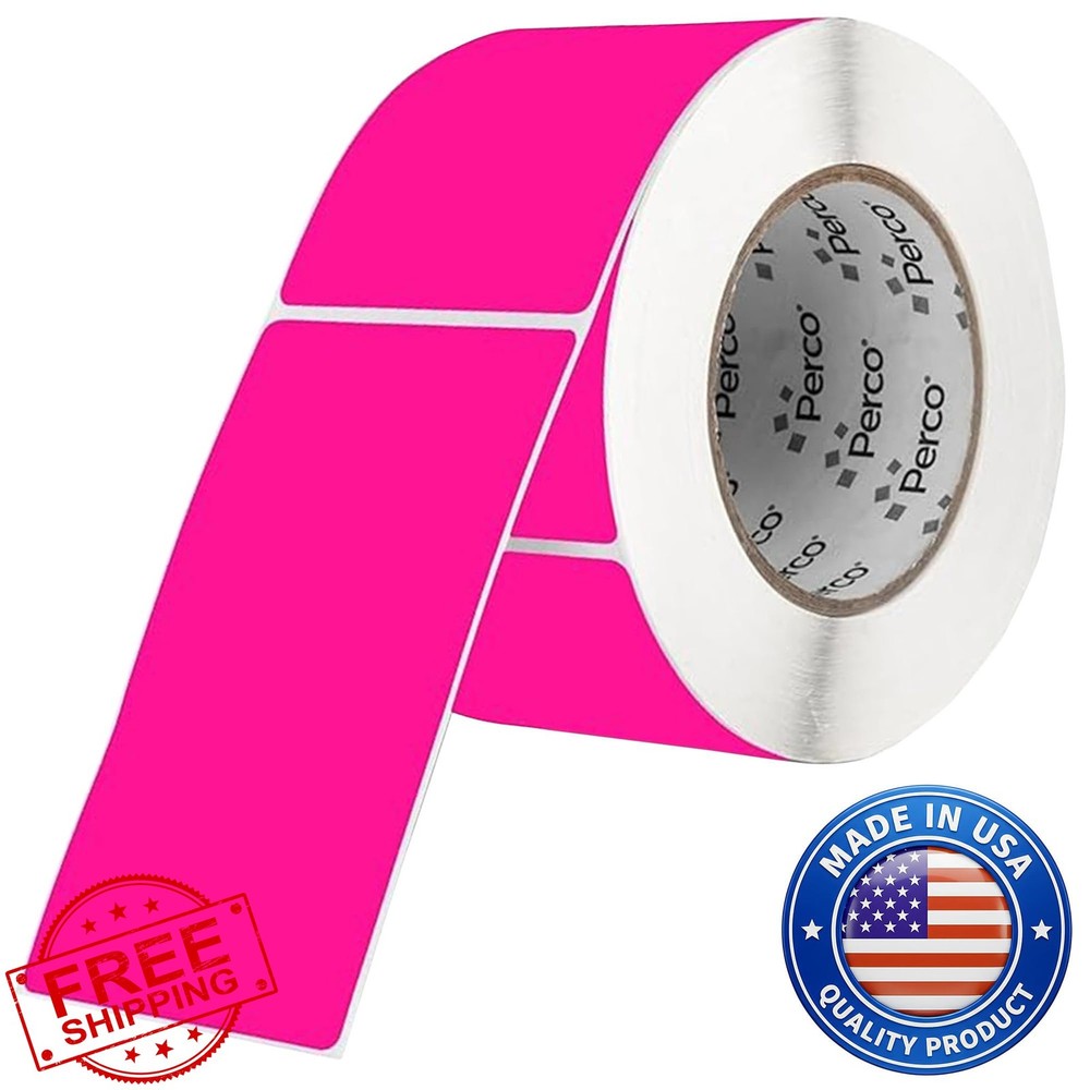 Perco Fluorescent Pink 3×5 Inch Labels 1 Roll
