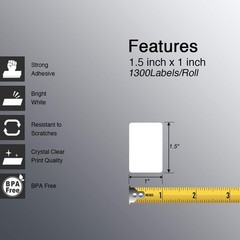 1.5″ x 1″ 38 mm x 25 mm Thermal Address Barcode Labels – FIVE ROLLS