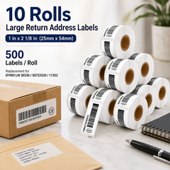 10Roll DYMO LW 30336 Compatible Return Address Label 1″ x 2-1/8″ 500 Labels/Roll