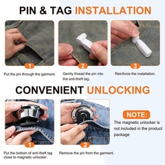 50Pcs Hard Tags AM 58kHz Tag 2.4″Length with Pins Lanyards, Light Gray