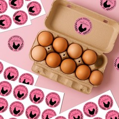 320 Pcs Farm Fresh Eggs Carton Labels, Pink Round Egg Handling Stickers Fresh…