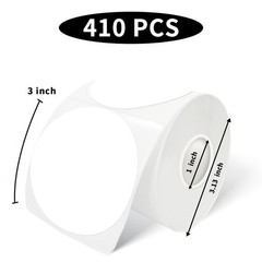3 Inch White Round Thermal Sticker Labels, -Adhesive Circle Direct Thermal La…