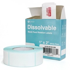 350 Stickers Dissolvable Food Labels 1×2 inch for Containers 350 Labels Per Roll