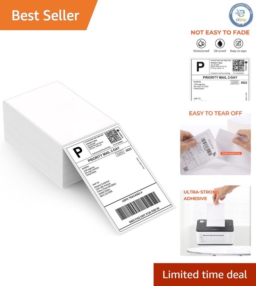 Commercial Grade Thermal Shipping Labels – 500 Pack, 4×6 inches, Eco-Friendly