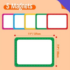 5 PCS Large Magnetic Labels, 5 Colors Reusable Dry Erase Blank Magnets Write …