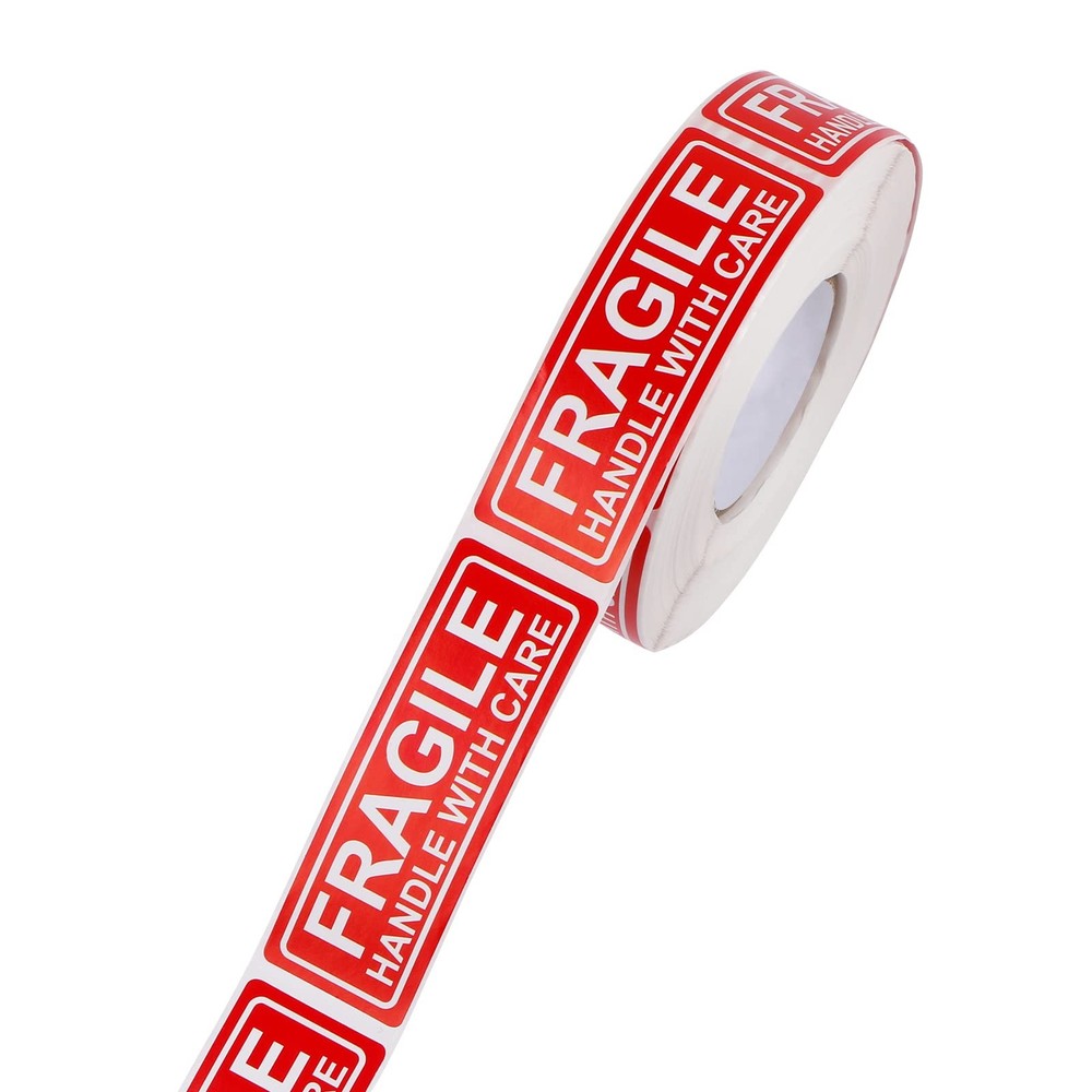 Teqooza 1″ X 3″ Fragile Handle with Care Warning Stickers for 1*3 inches, Red