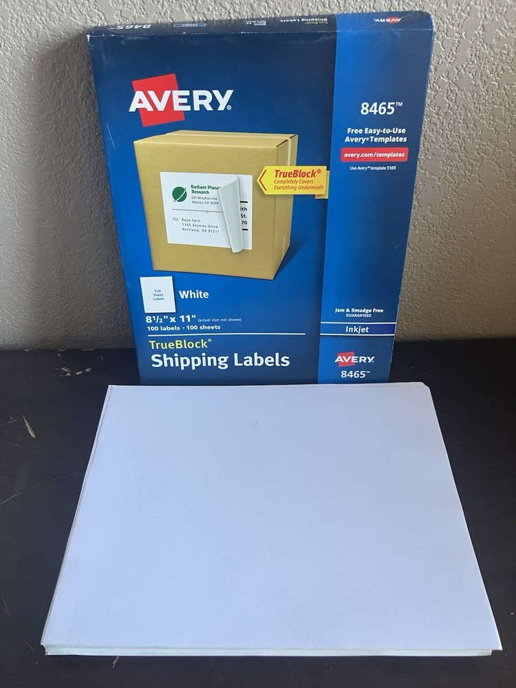 165 Labels Avery 8465 Full Sheet Shipping Labels 8.5″ x 11″ White Inkjet