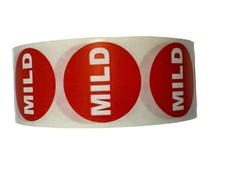 1.125 ” Round inventory Red MILD Food Labels 1000 Per Roll (10 rolls)