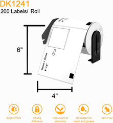 Compatible 4″ x 6″(101mm x 152mm) Direct Thermal Labels Replacement for DK-1241