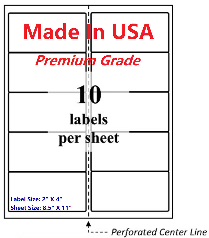 1000 Premium Blank Shipping Labels-2″ X 4″-Made in USA-Self Adhesive-8.5 x 11