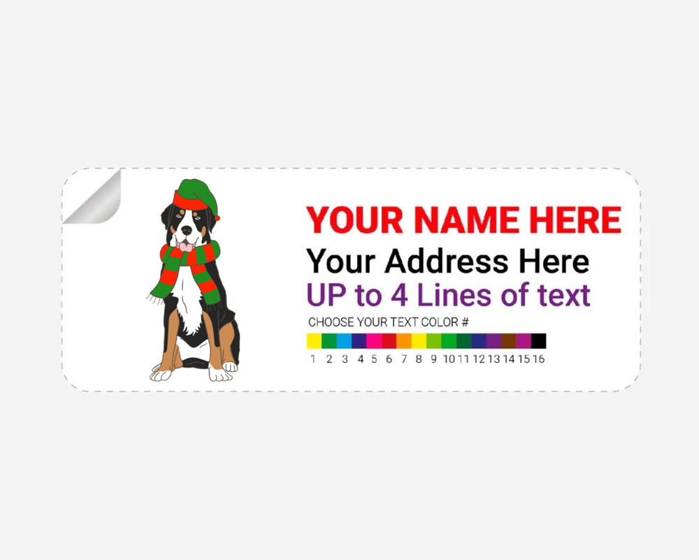 Personalized Bernese Mountain Dog Xmas Theme Address Labels Stickers 2.625″x01″