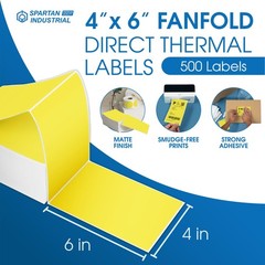 – 4″ X 6″ Yellow Direct Thermal Fanfold Labels (500 Count, 1 Stack) – Printab…