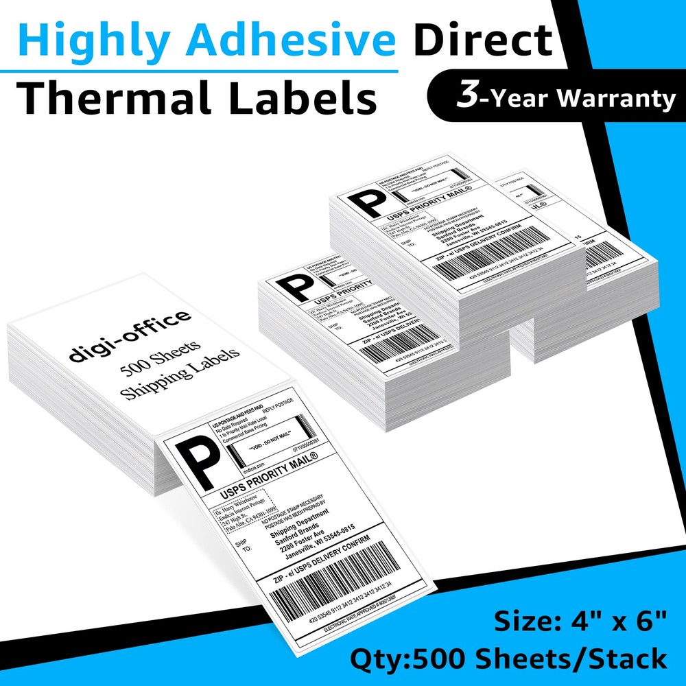 4″x6″ Fanfold Direct Thermal Shipping Labels 4 Pack Perforated for Zebra & Rollo