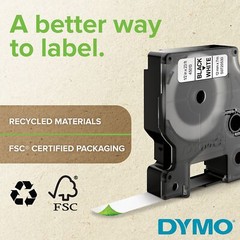 DYMO D1 Labels 2 Pack 12mm x 23ft Black Print on White Easy Peel Application