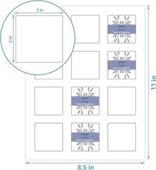 300 2″ x 2″ Square Labels, Inkjet or Laser Printer, Waterproof, Teal Resistant