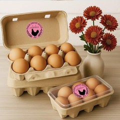320 Pcs Farm Fresh Eggs Carton Labels, Pink Round Egg Handling Stickers Fresh…