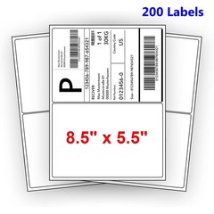 200 Shipping Mailing Labels 8.5×5.5 Half Sheet Rounded Self Adhesive 2 Per Sheet