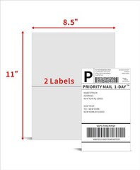 Half Sheet Shipping Labels 8.5×5.5 – 2 Per Page, 50 Self-Adhesive for Printers