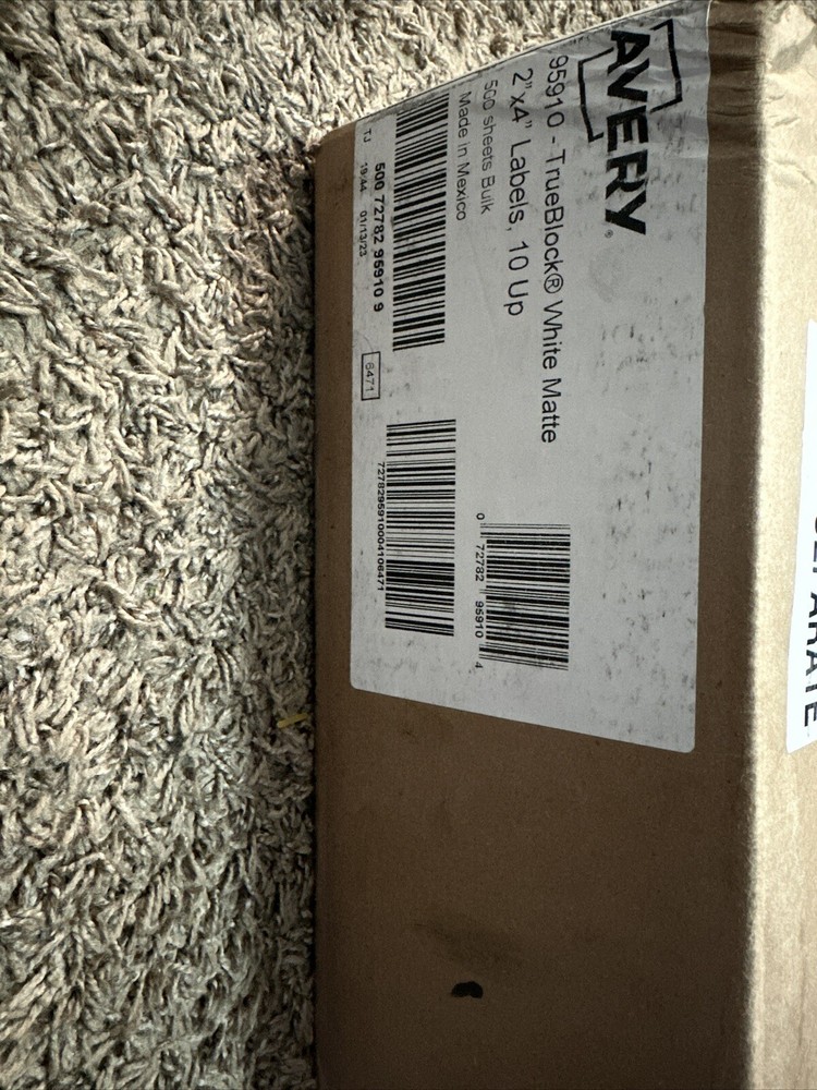 Avery Shipping Labels TrueBlock Technology Inkjet/Laser 2×4 White 5000 Labels