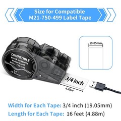 Label Tape for M21-750-499 Black on White Nylon Cloth 3/4 Inch Label Tape, fo…