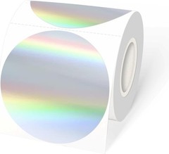 3″ Holographic Direct Thermal Label Stickers, Round Printable Rainbow Glitter…
