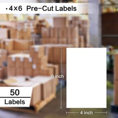 L LIKED 50 Pre-Cut 4×6 Shipping Labels for Laser & 50 Labels, White