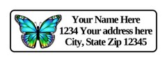400 Personalized Blue Butterfly Return Address Labels. 1/2 inch by 1 3/4 inch