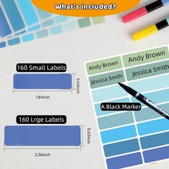 Waterproof Removable Labels Name Tags – 320PCS with Pen Adhesive Name Label S…