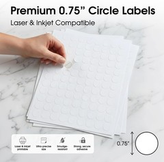 0.75″ Printable Round Labels for Inkjet and Laser Printers – 10800 Stickers |…