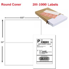 200-4000 Shipping Labels 8.5×5.5 Rounded Corner Self Adhesive 2 Per Sheet Blank