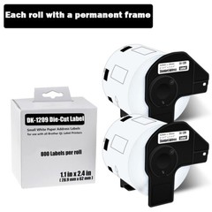 2 ROLLS For Brother DK-1209 2.4 x 1.1 inch (62mm x 29mm) Barcode Labels QL-500