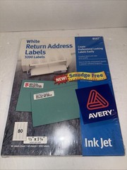 Avery # 8567 White Return Address Labels 3200 Labels New NIB 40 Sheets 80 Per