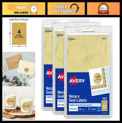 Printable Gold Notary Seal Labels – 2″ Diameter Certificate Seals, 3-Pack, 132 T