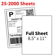 8.5″x11″ Full Sheet Shipping Labels Self Adhesive Blank Paper for Laser/Inkjet