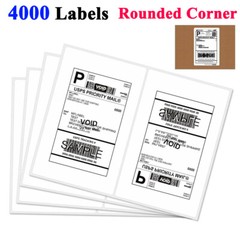 Round Corner Shipping Labels 8.5×5.5 4000 Half Sheets Self Adhesive 2 Per Sheet