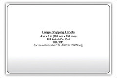 Genuine DK-1241 Die Cut White Labels, 4 X 6 Inch Individual Labels, Large Shippi