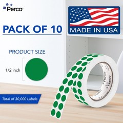 Perco Green Perforated Round Circle Dot Sticker 1/2-Inch Labels — 10 Rolls, 3…