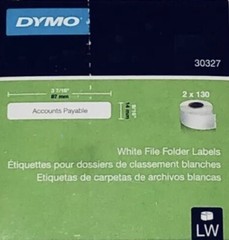 Dymo LabelWriter File Folder Labels 9/16″ x 3 7/16″ 30327 NEW 2 x 130 Roll White