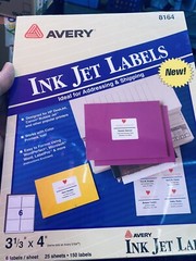 7)—BRAND NEW – UNOPENED BOX – AVERY 8164 INK JET 3-1/3″ X 4″ LABELS 150
